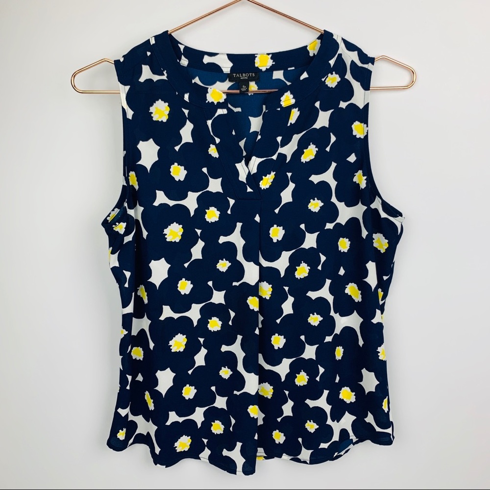 Talbots Petites Floral V-Neck‎ Sleeveless Blouse - Picture 2 of 8